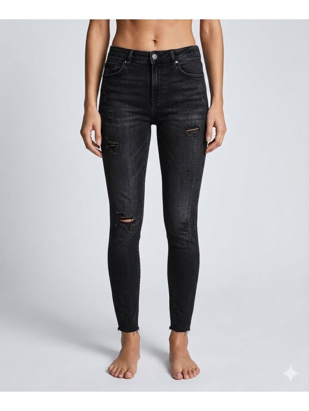 Zara Jeans 25 US-2 Trafaluc Denimwear Skinny Jeans Stretch Distressed Black